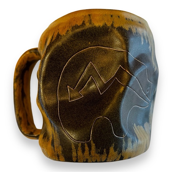 MARA STONEWARE COLLECTION - 20 Oz Rock Art Native Bear Coffee Cup Mug HAND MADE! - Picture 2 of 7